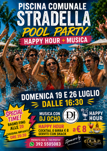 ogni domenica pool party + happy hour a Stradella